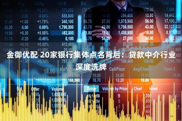 金御优配 20家银行集体点名背后：贷款中介行业深度洗牌