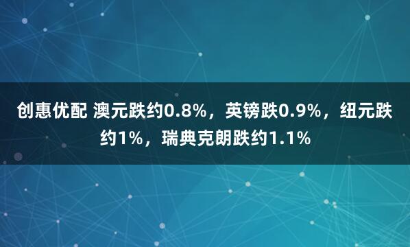 创惠优配 澳元跌约0.8%，英镑跌0.9%，纽元跌约1%，瑞典克朗跌约1.1%